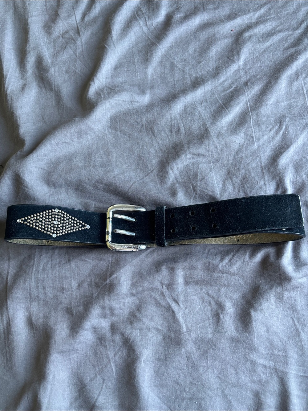 Calvin Klein Jeans Black Leather Belt with Silver Studs